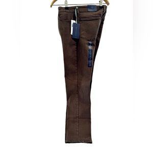 NYDJ Slim Straight Jeans DARK BROWN SUEDED FINISH  / Size 6P - NWT